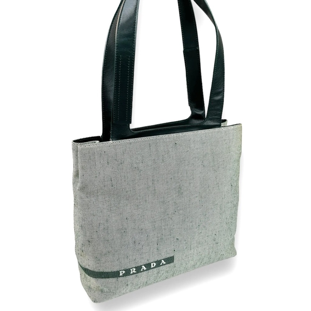 Prada Gray and Black Totes Modern Designer Bags
